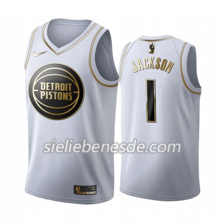 Herren NBA Detroit Pistons Trikot Reggie Jackson 1 Nike 2019-2020 Weiß Golden Edition Swingman